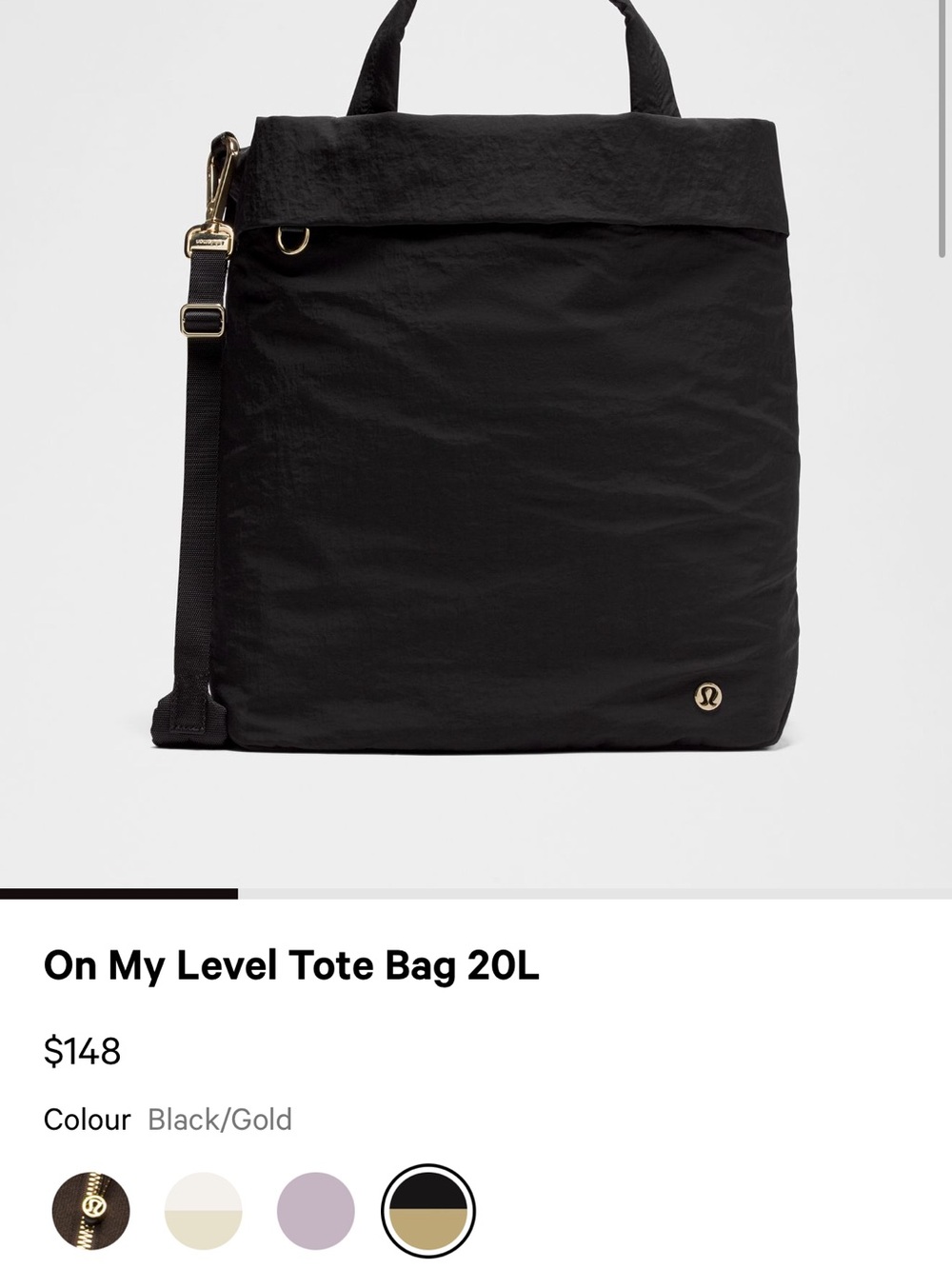 lululemon athletica On My Level Tote Bag 20L - Black/sliver